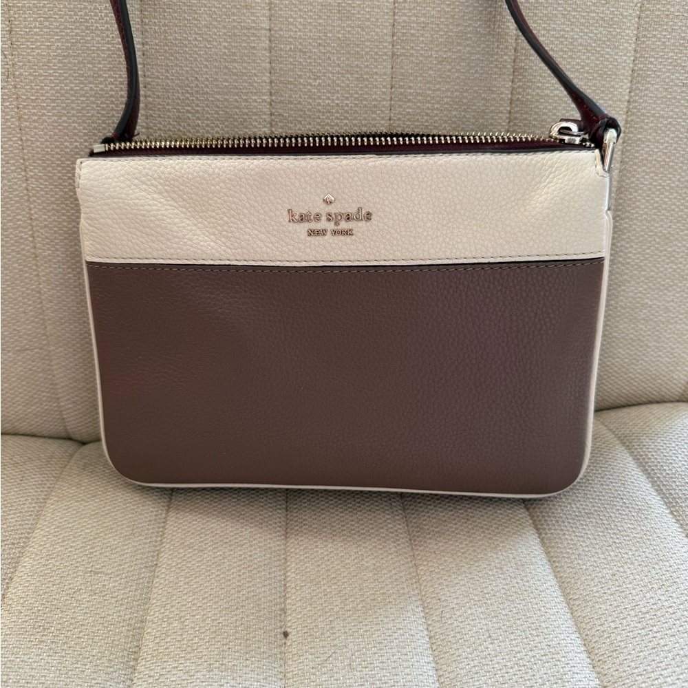 Kate Spade Two-Tone Cream and Brown Crossbody Bag
